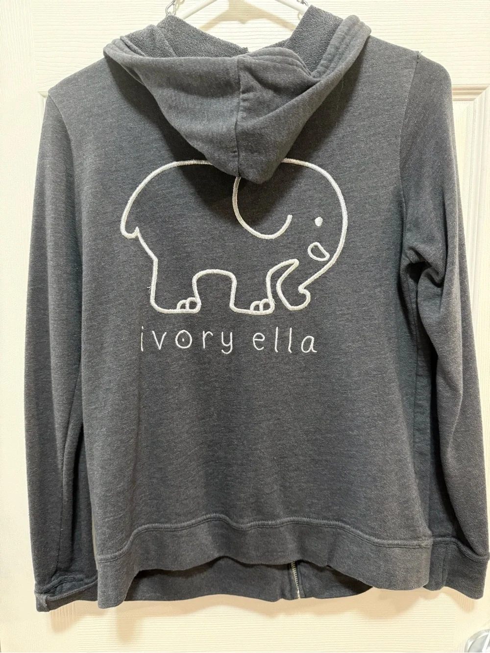 Ivory Ella Gray Elephant Full Zip Hoodie